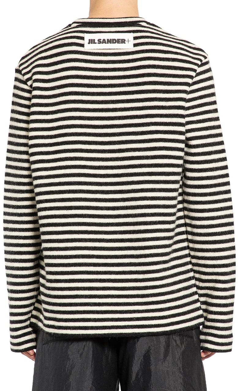 Jil Sander Jil Sander Striped Wool Compact Jersey T-Shirt Wit