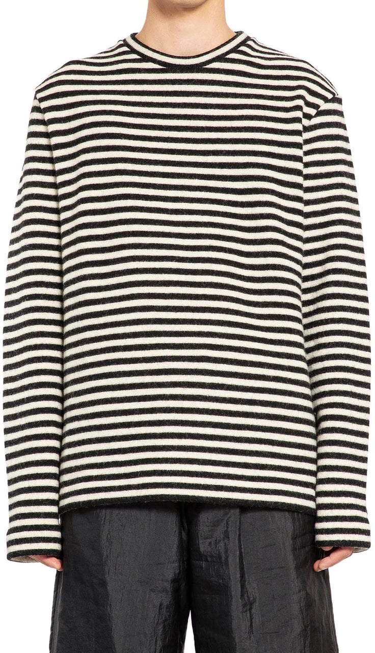 Jil Sander Jil Sander Striped Wool Compact Jersey T-Shirt Wit