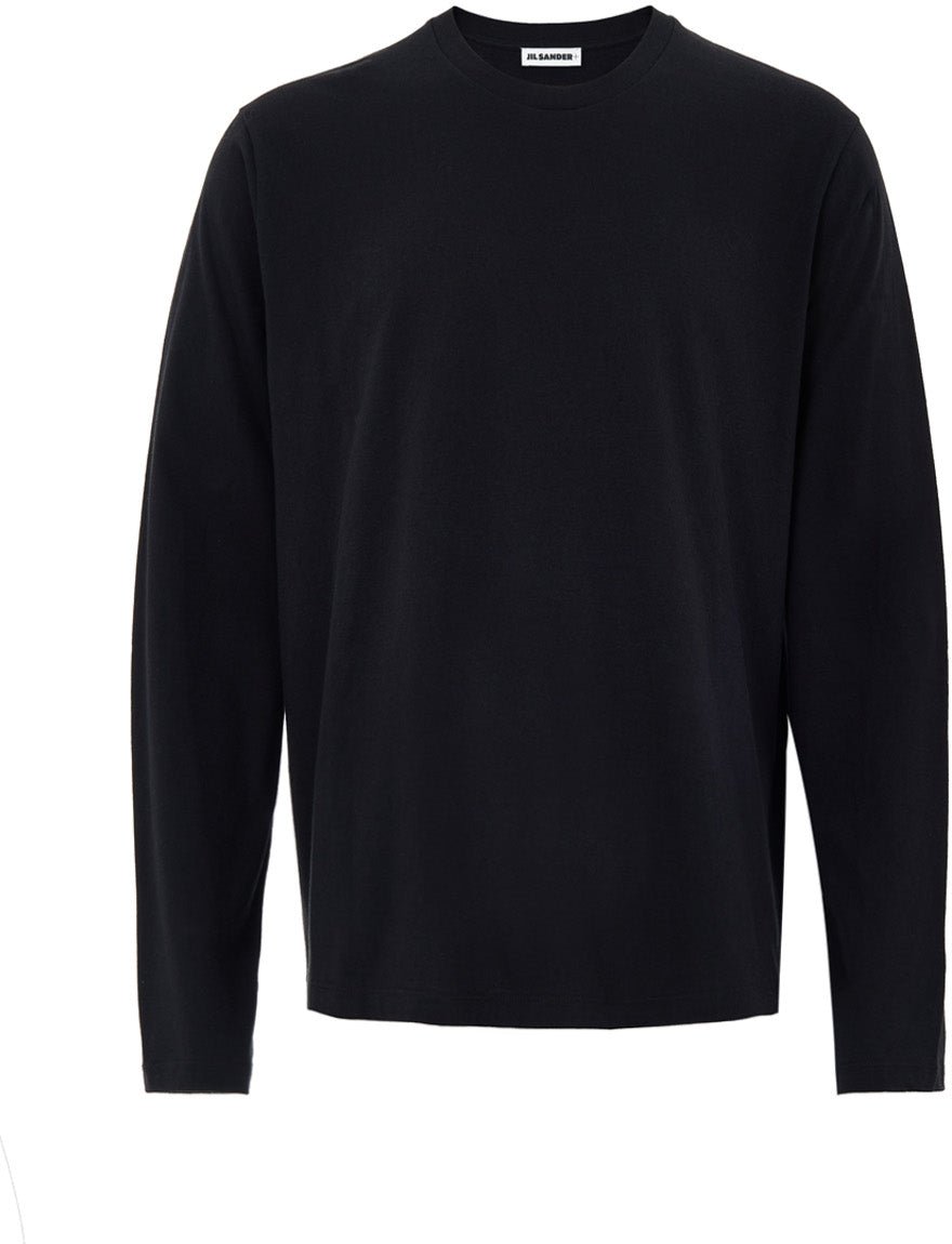 Jil Sander Black Long Sleeve T-Shirt with Jil Sander Embroidery Logo Zwart