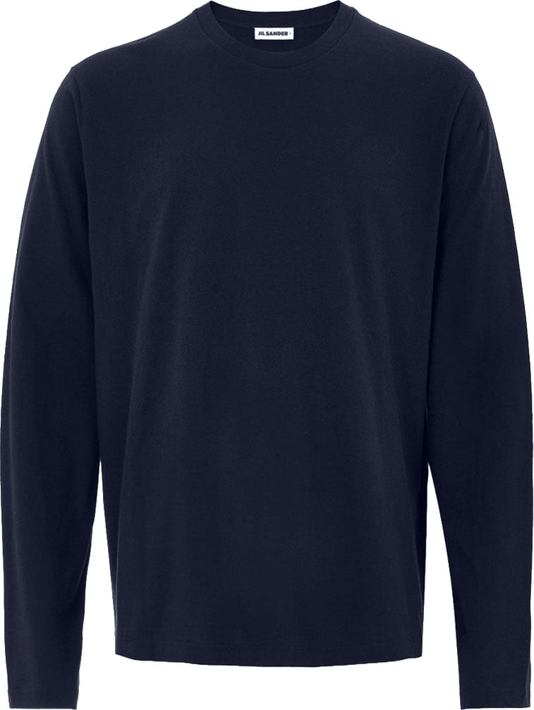 Jil Sander Blue Long Sleeve T-Shirt with Jil Sander Embroidery Logo Blauw