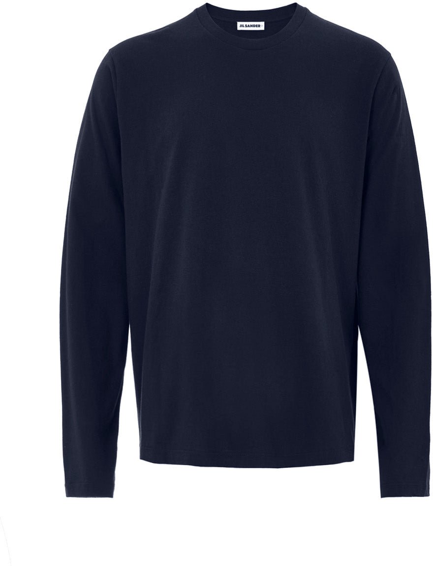 Jil Sander Blue Long Sleeve T-Shirt with Jil Sander Embroidery Logo Blauw