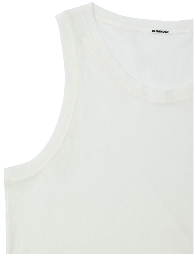 Jil Sander White Tank Top in Cotton Gauze Jil Sander Wit
