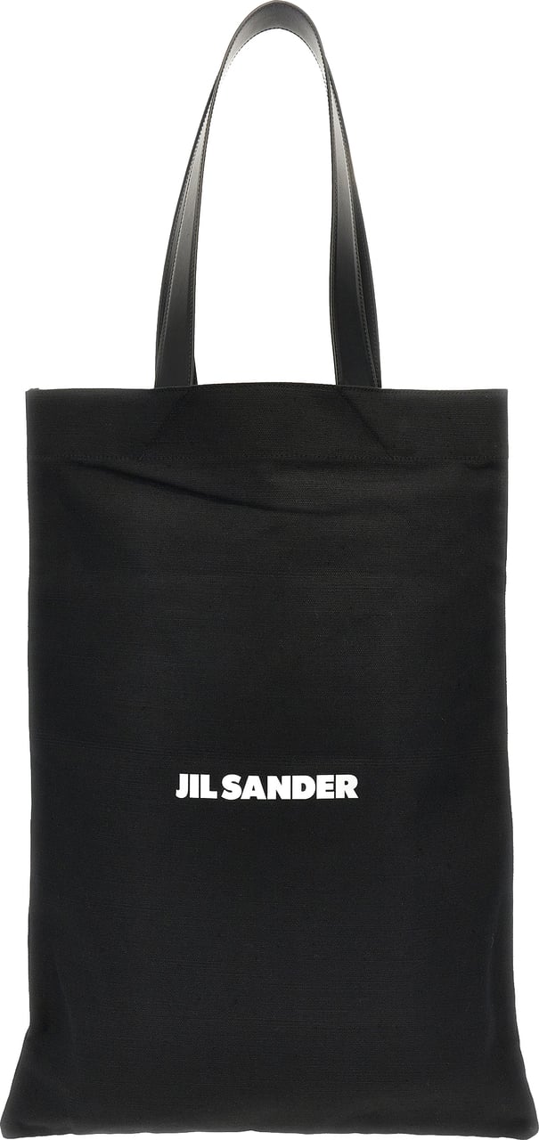 Jil Sander Black Cotton Tote Bag Zwart