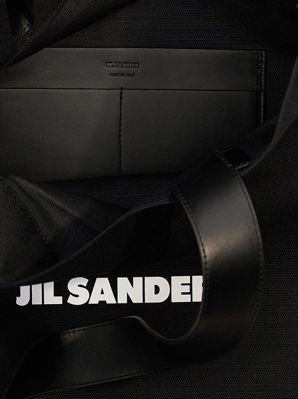 Jil Sander Black Cotton Tote Bag Zwart