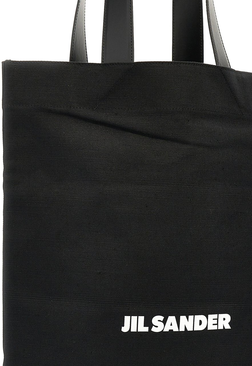 Jil Sander Black Cotton Tote Bag Zwart