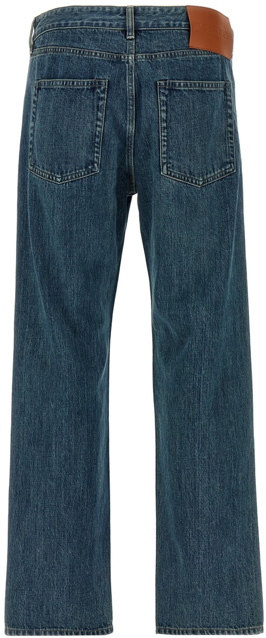 Jil Sander Blue Cotton Straight-Leg Jeans Blauw