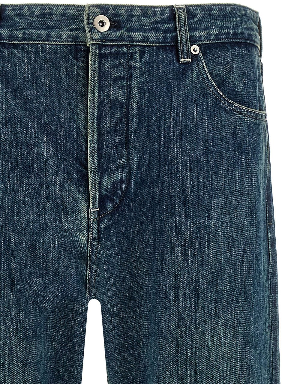 Jil Sander Blue Cotton Straight-Leg Jeans Blauw