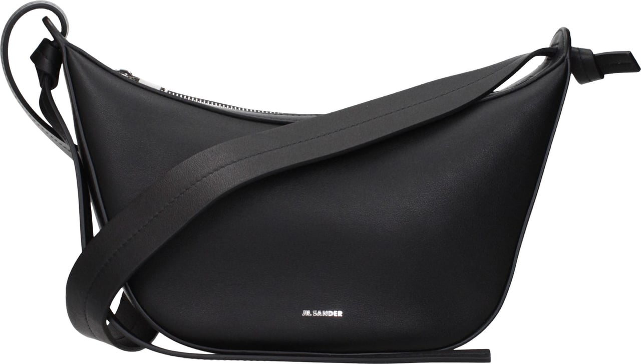 Jil Sander Black Leather Shoulder Bag Zwart