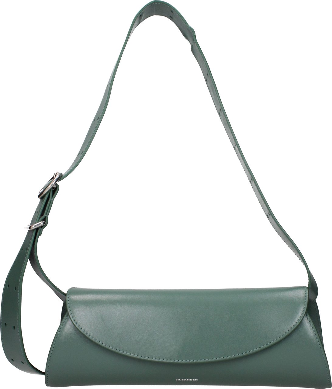 Jil Sander Green Leather Crossbody Bag Groen