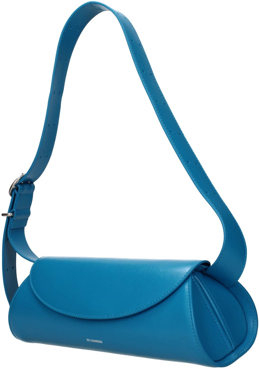 Jil Sander Blue Leather Crossbody Bag Blauw