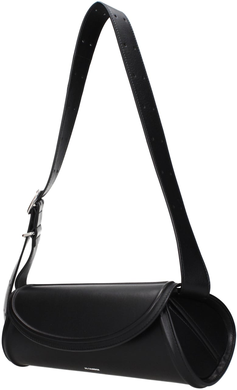 Jil Sander Black Leather Crossbody Bag Zwart