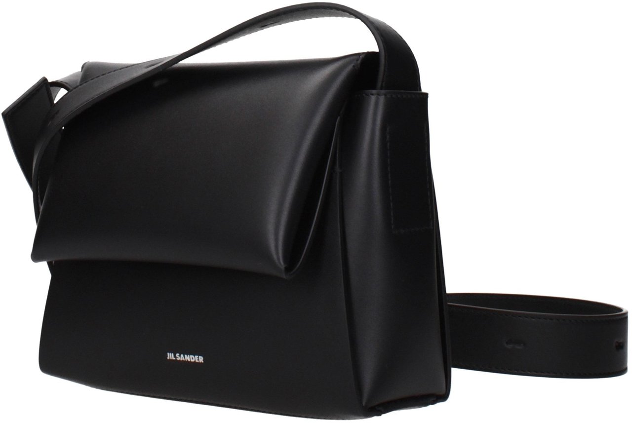 Jil Sander Black Leather Crossbody Bag Zwart