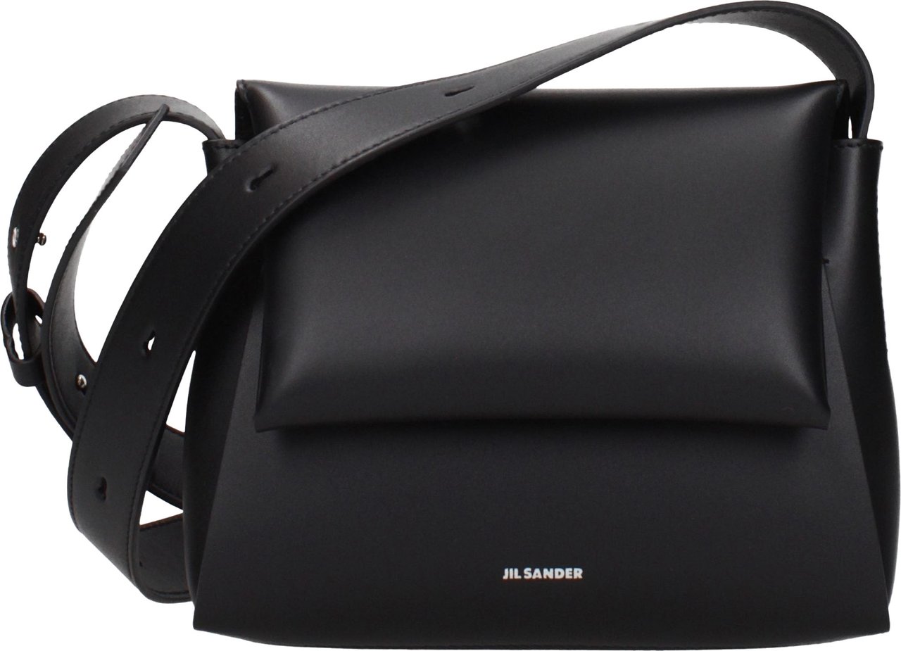 Jil Sander Black Leather Crossbody Bag Zwart