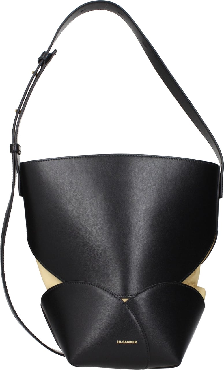 Jil Sander Black Leather Crossbody Bag Zwart