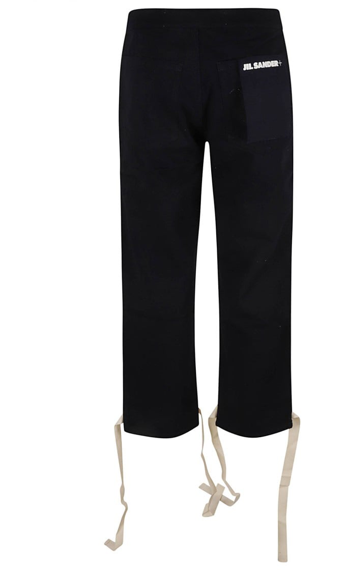 Jil Sander Cropped Black Trousers With Straight Leg Zwart