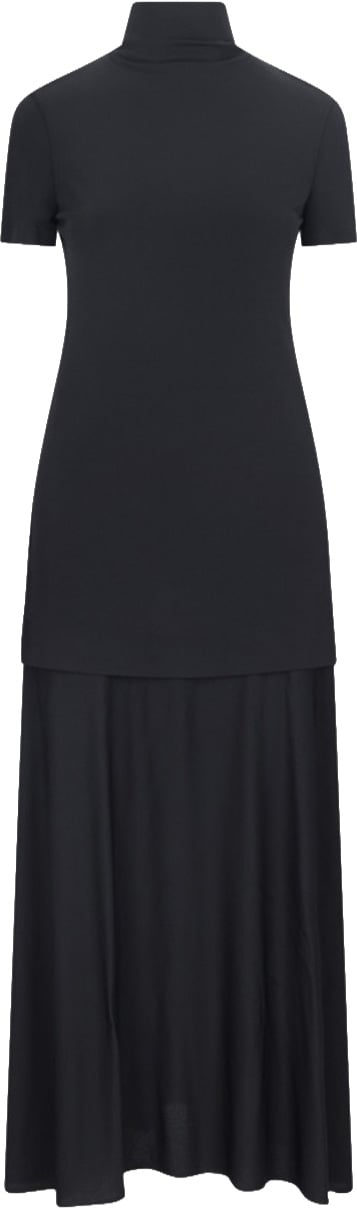 Jil Sander Layered Midi Dress – Black Zwart