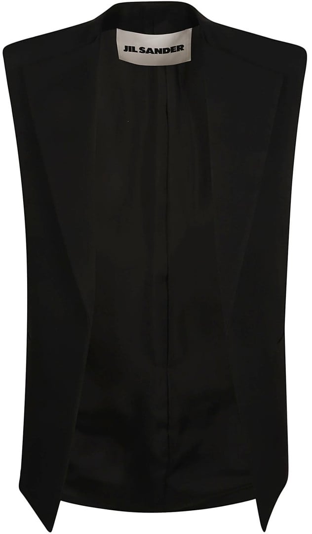 Jil Sander Tailored Sleeveless Jacket With High Neckline Zwart
