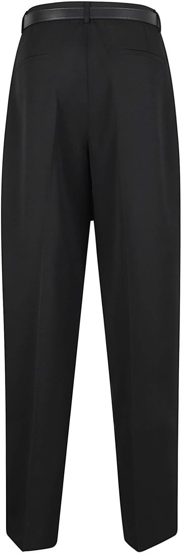 Jil Sander Pleat-Detail Straight Leg Trousers With Mid-Rise Waist Zwart