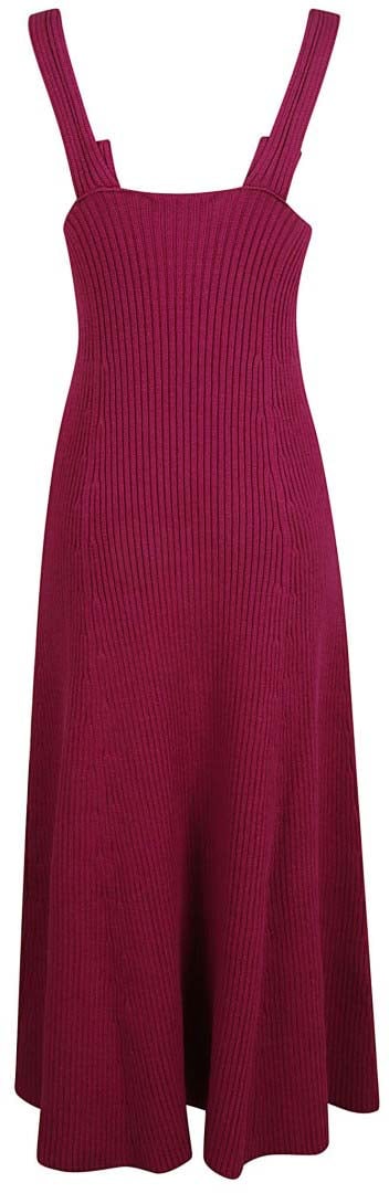 Jil Sander Fitted Maxi Dress With Deep V-Neckline Rood