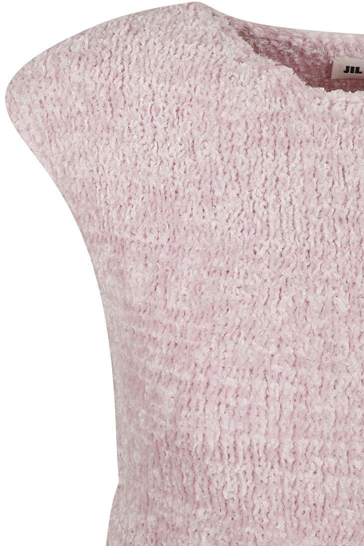 Jil Sander Cut-Out Waist Purple Dress With Textured Fabric Roze