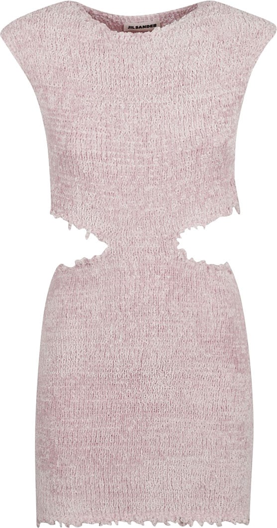Jil Sander Cut-Out Waist Purple Dress With Textured Fabric Roze