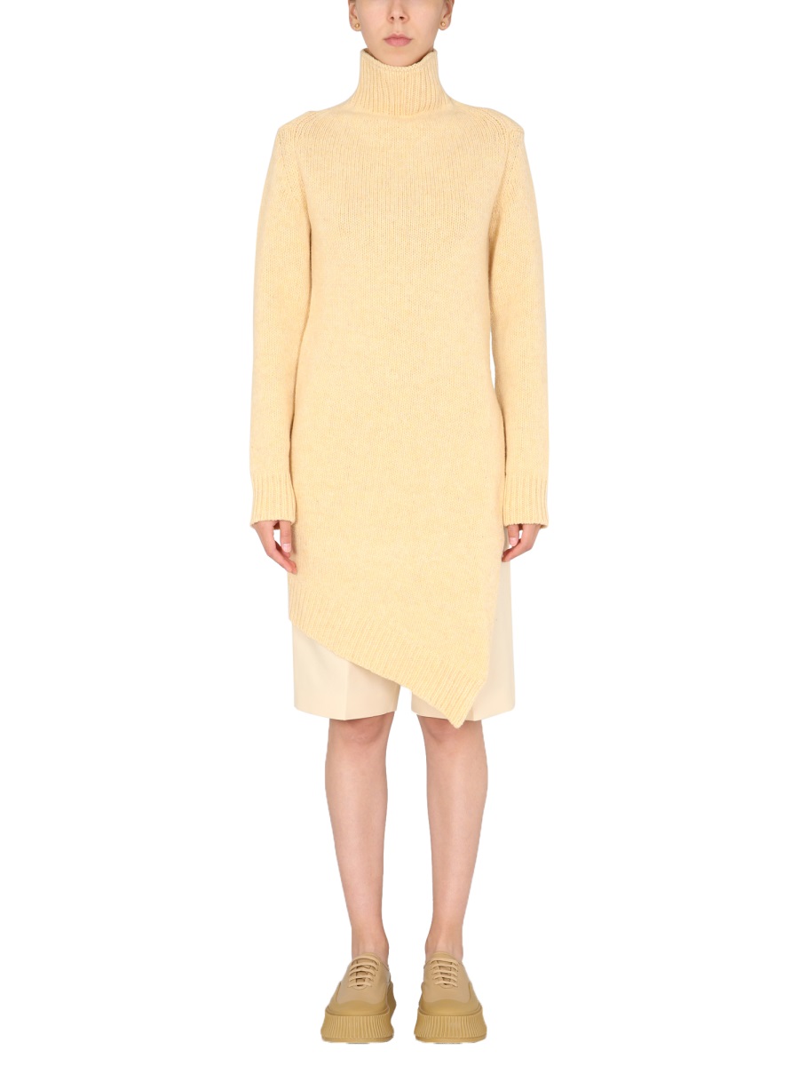 Jil Sander LONG ASYMMETRIC SWEATER Geel