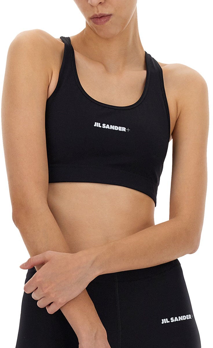 Jil Sander CROP TOP WITH LOGO Zwart