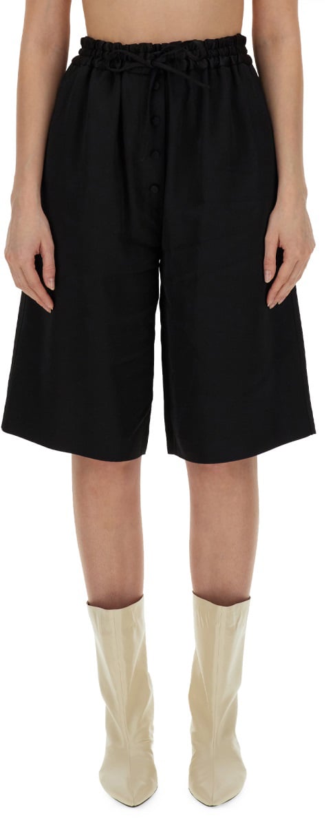 Jil Sander WIDE LEG BERMUDA SHORTS Zwart