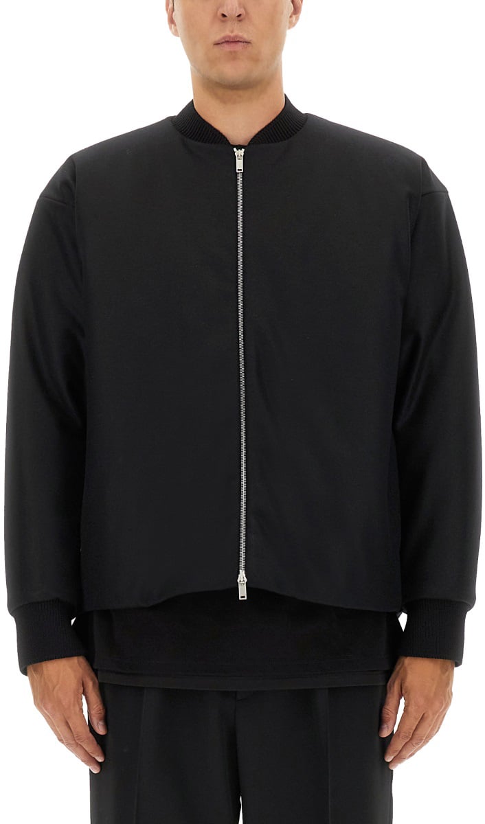 Jil Sander WOOL BOMBER. Zwart