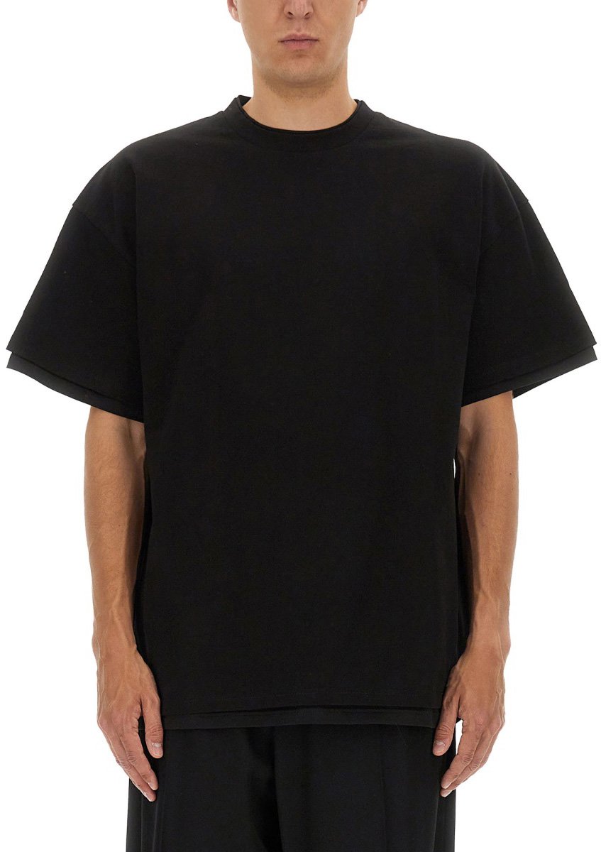 Jil Sander DOUBLE LAYER COTTON T-SHIRT Zwart