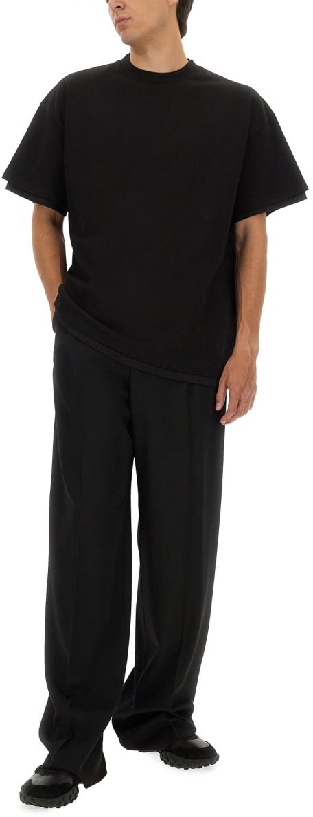 Jil Sander DOUBLE LAYER COTTON T-SHIRT Zwart
