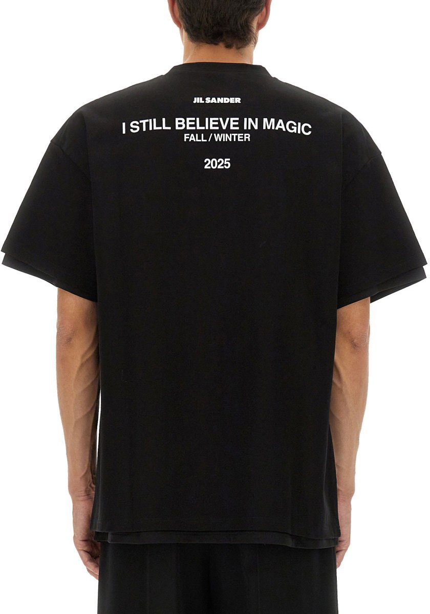 Jil Sander DOUBLE LAYER COTTON T-SHIRT Zwart