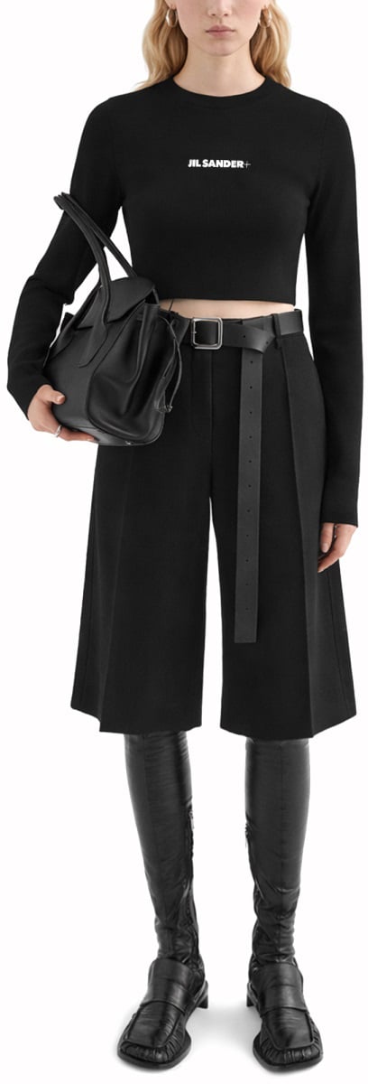 Jil Sander CROPPED TOP WITH LOGO Zwart