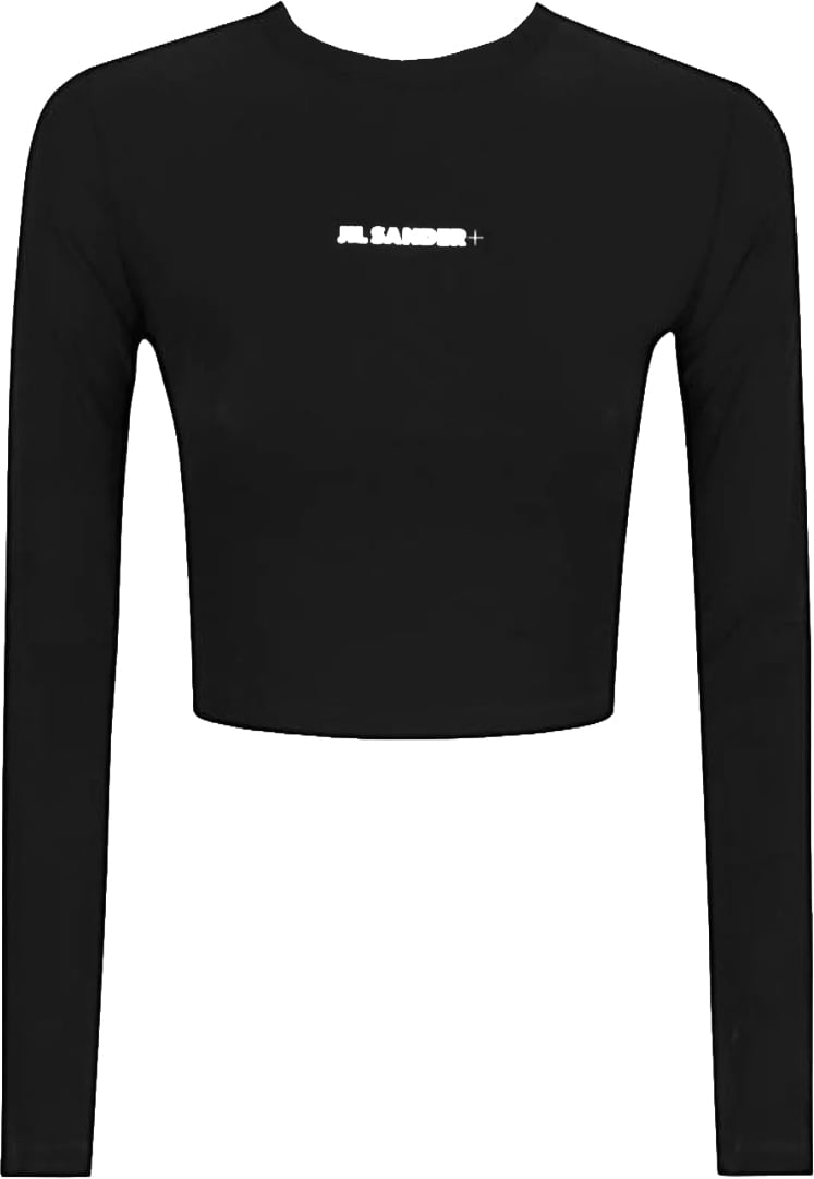 Jil Sander CROPPED TOP WITH LOGO Zwart
