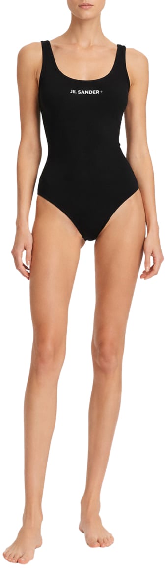 Jil Sander ONE PIECE SWIMSUIT WITH LOGO Zwart