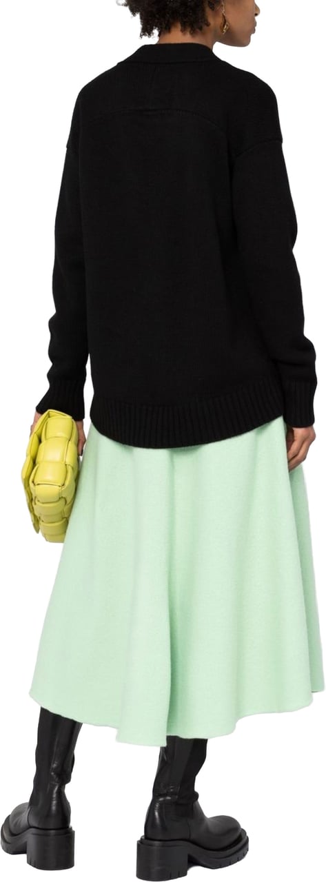 Jil Sander Black Boxy Cashmere V-Neck Cardigan Zwart