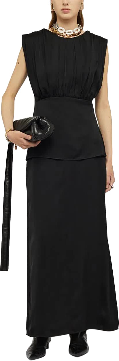 Jil Sander Black Structured Gathered Acetate Top Zwart