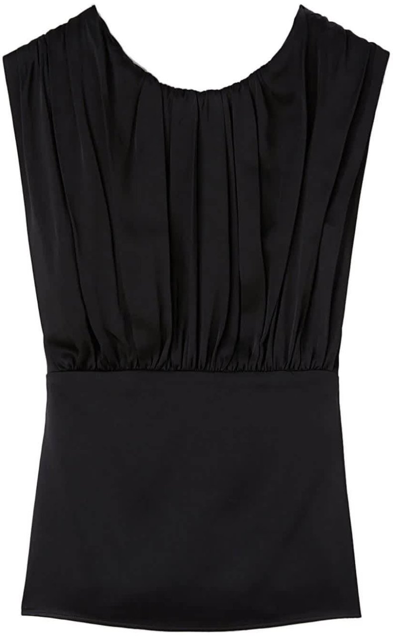 Jil Sander Black Structured Gathered Acetate Top Zwart