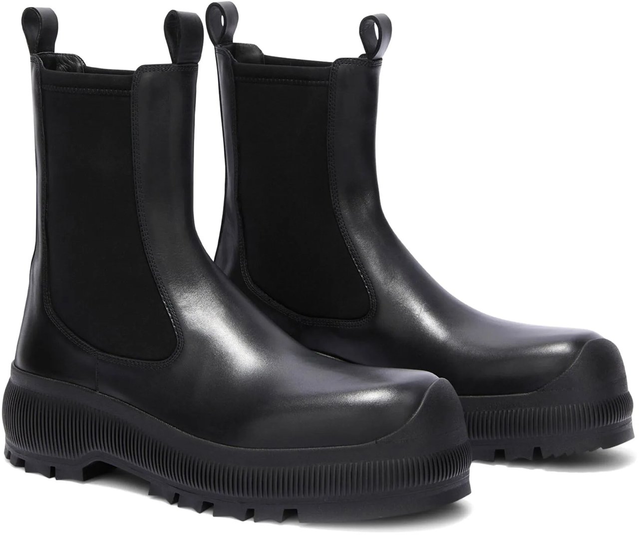 Jil Sander Black Chelsea Vibram Sole Leather Boots Zwart