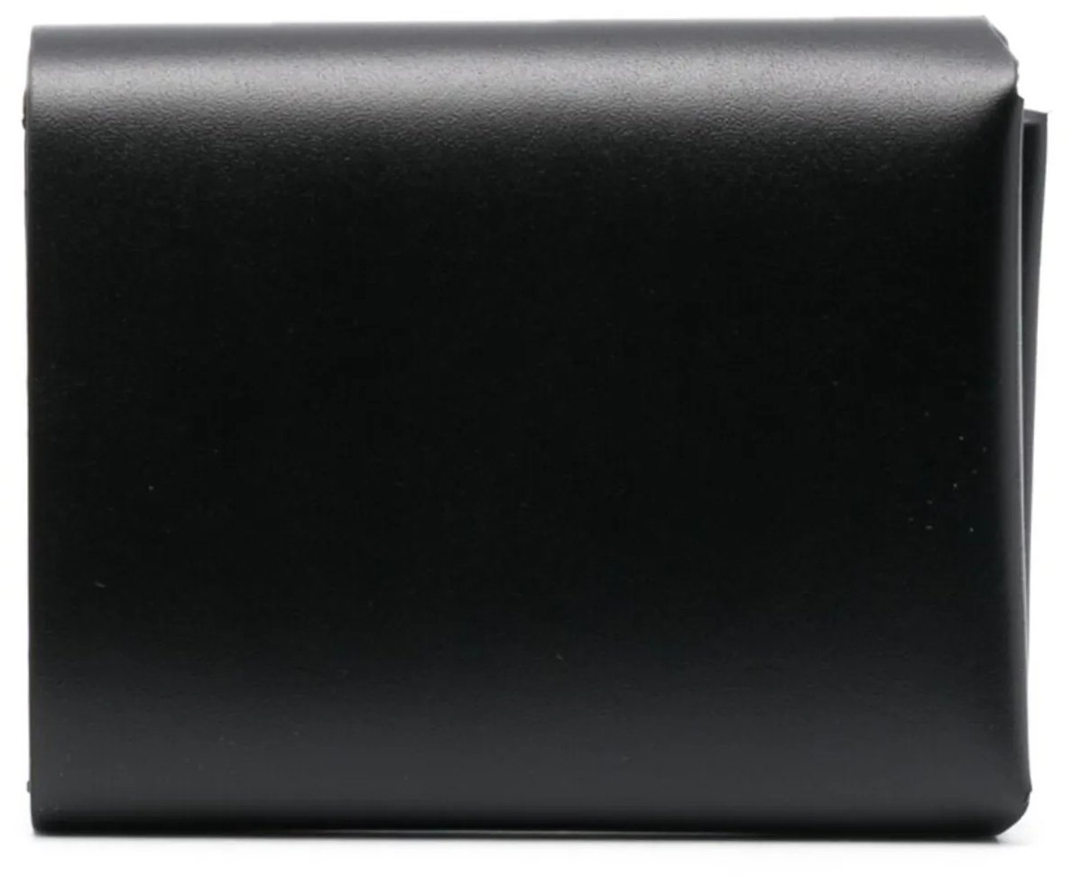 Jil Sander Black Fold-Over Smooth Leather Wallet Zwart