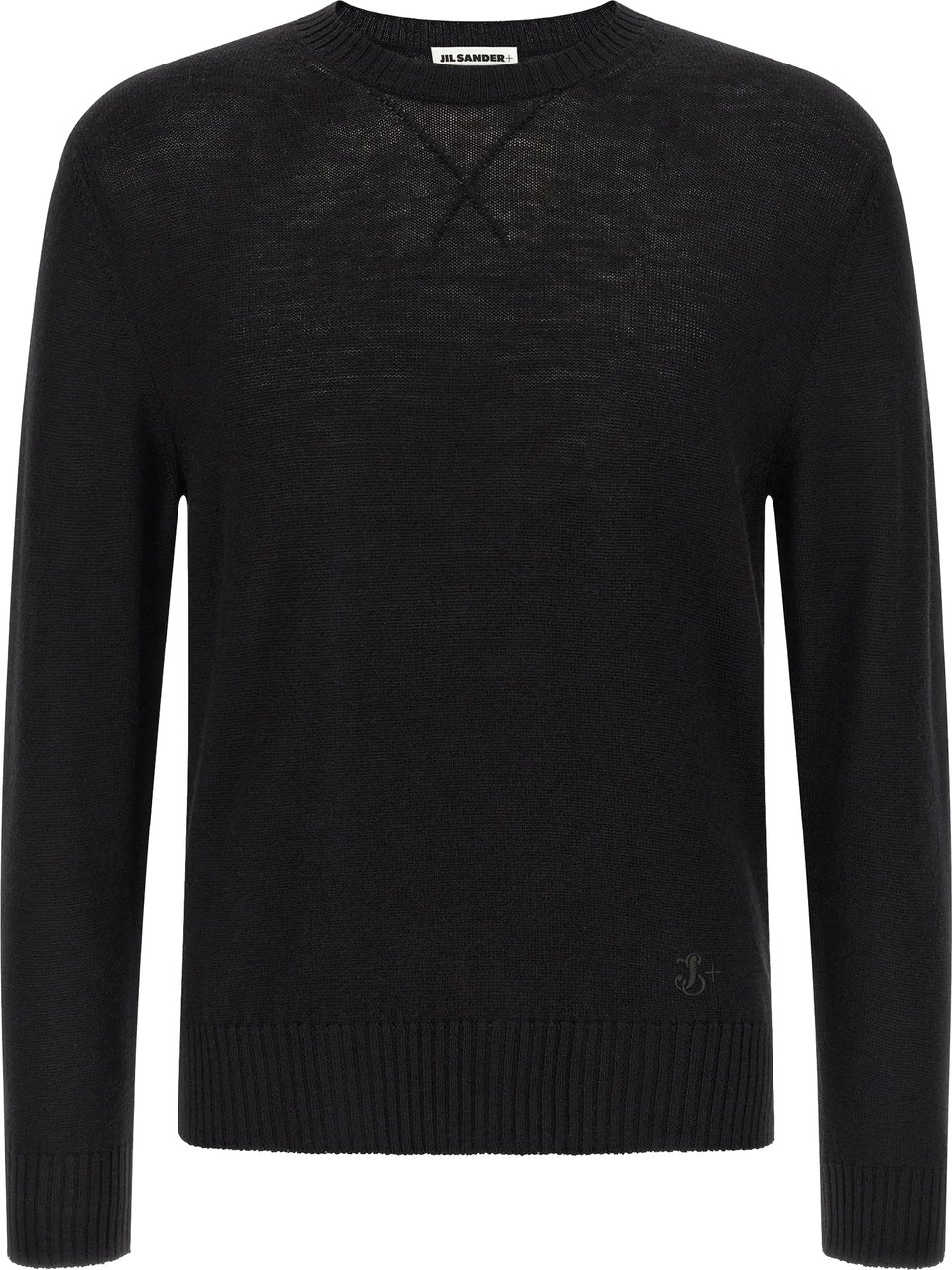 Jil Sander Black Fine Knit Merino Sweater Zwart