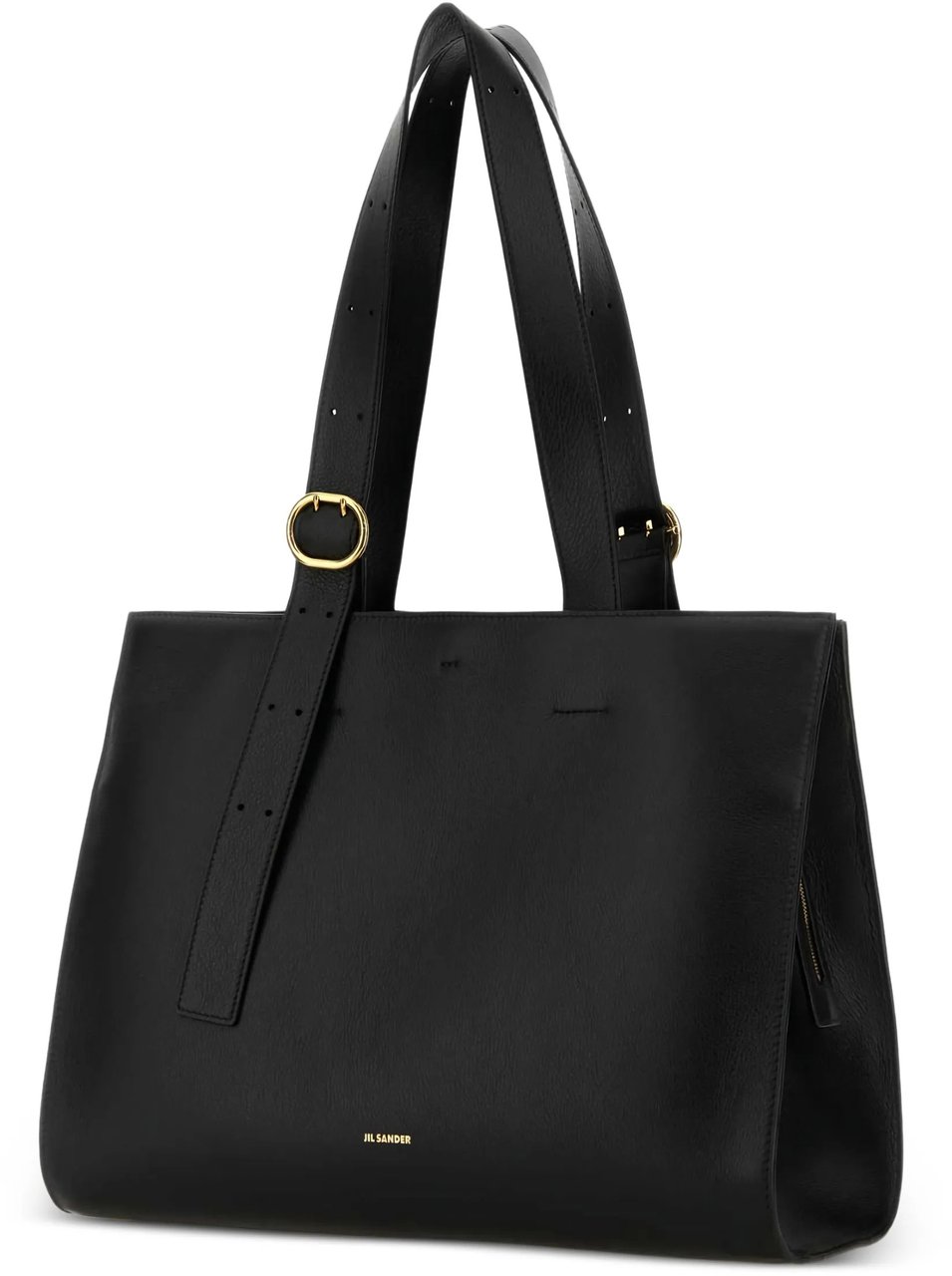 Jil Sander Black Shopping Rectangular Leather Tote Zwart