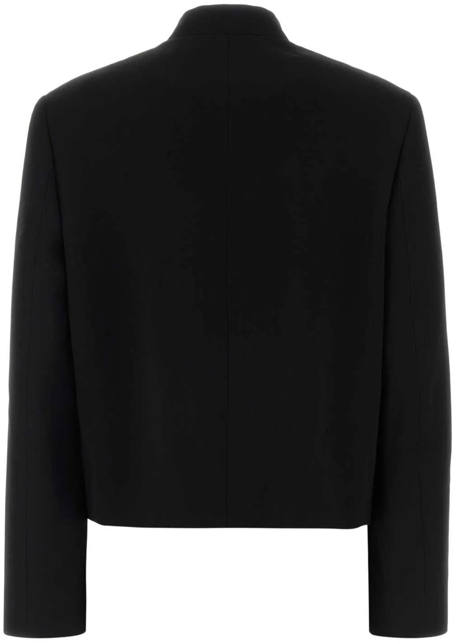 Jil Sander Black Cropped Stand Collar Jacket Zwart