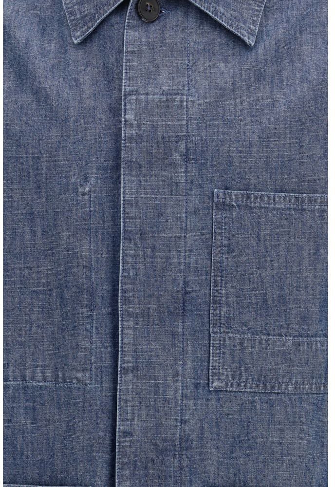 Jil Sander Blue Cotton Jacket Blauw