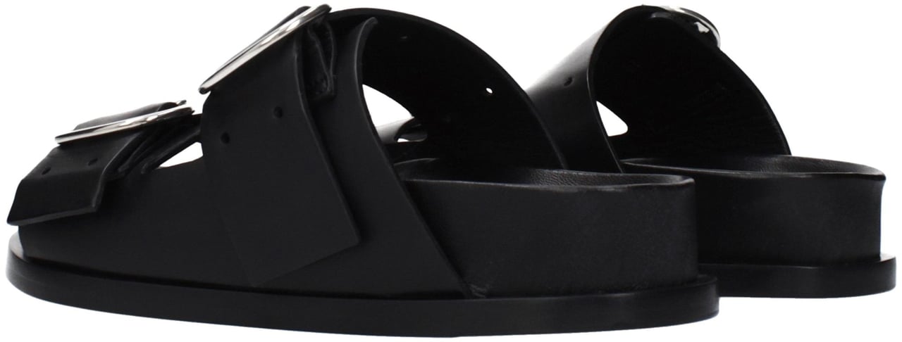 Jil Sander Black Leather Slippers Zwart