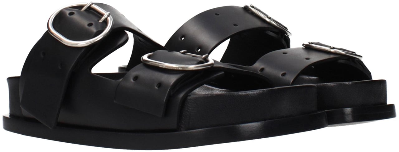 Jil Sander Black Leather Slippers Zwart