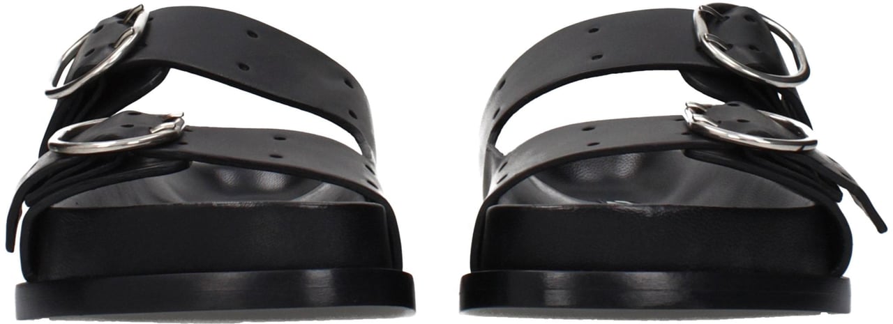 Jil Sander Black Leather Slippers Zwart