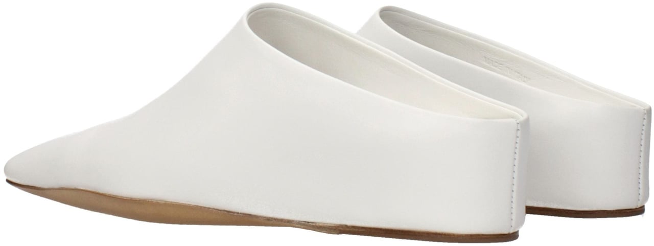Jil Sander White Leather Slippers Wit