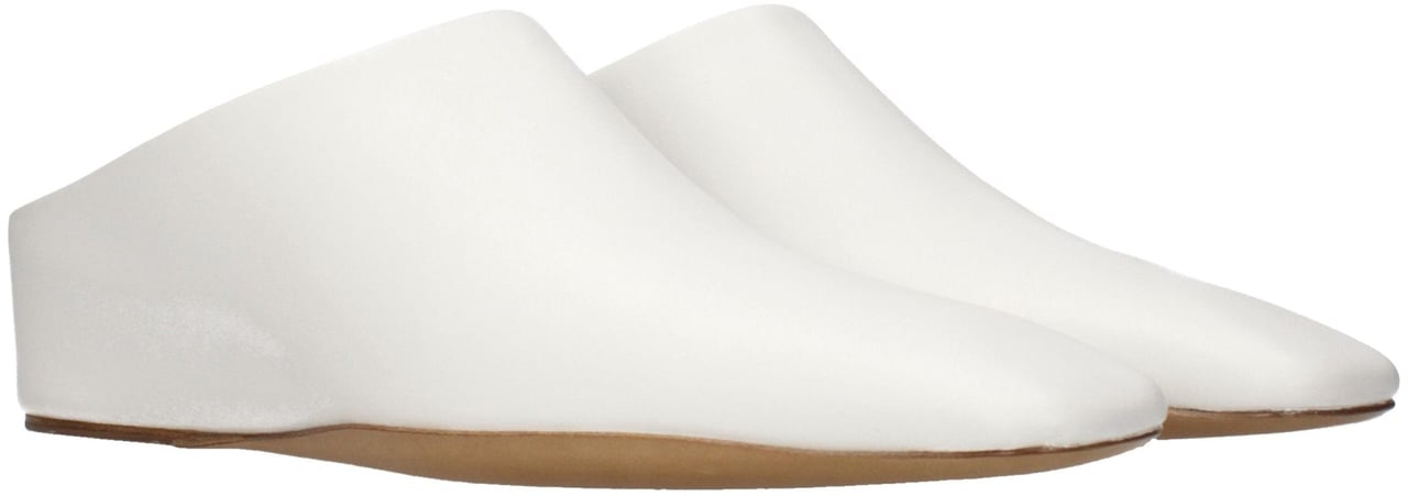 Jil Sander White Leather Slippers Wit