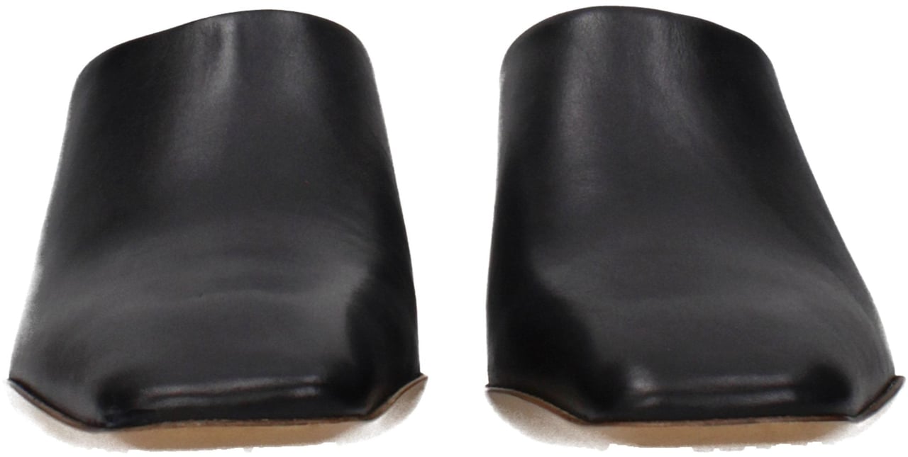 Jil Sander Black Leather Slippers Zwart